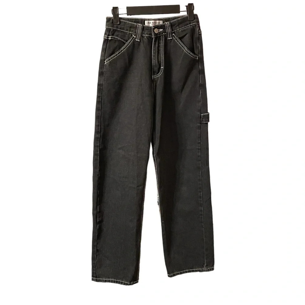 NWOT AILI ARTISAN BLACK RELAXED FIT CARPENTER JEANS
